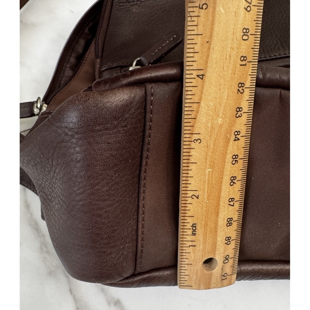 Fossil Leather Backpack/Purse Deep Brown 4 Outside Zipper Pockets Soft - Picture 8 of 8
